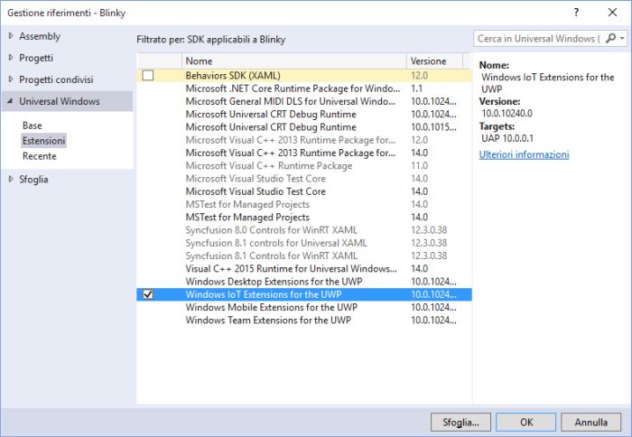Windows SDK IoT exstension for the UWP
